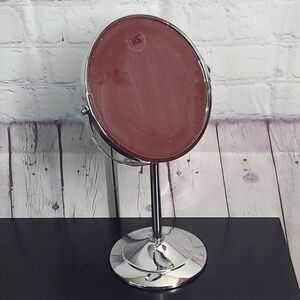 3X & Regular Beauty Magnifying Two-Sided Makeup Mirror Silver Tone 13 Inches